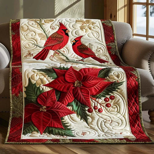 Cardinal Meadow Quilt Blanket - Quilted Blanket by OtterMia