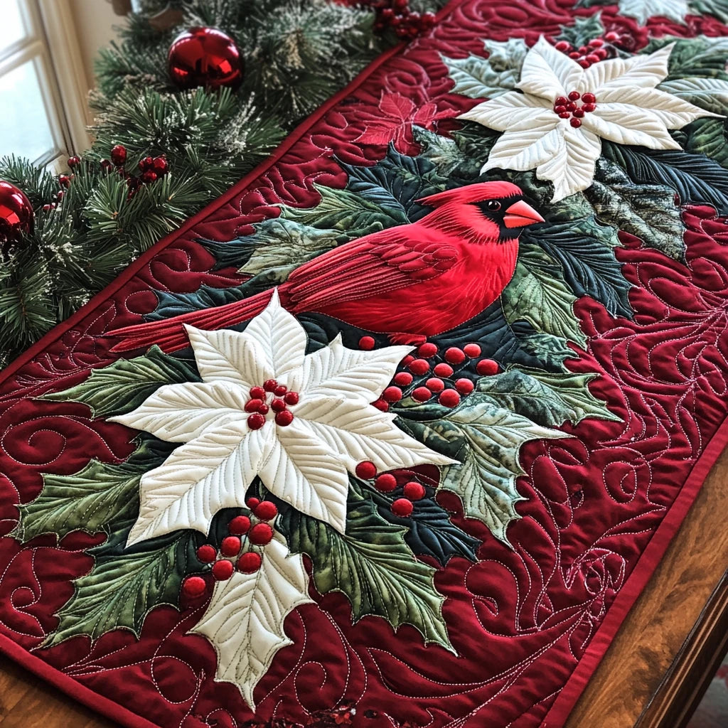 Cardinal Meadow Quilted Table Runner