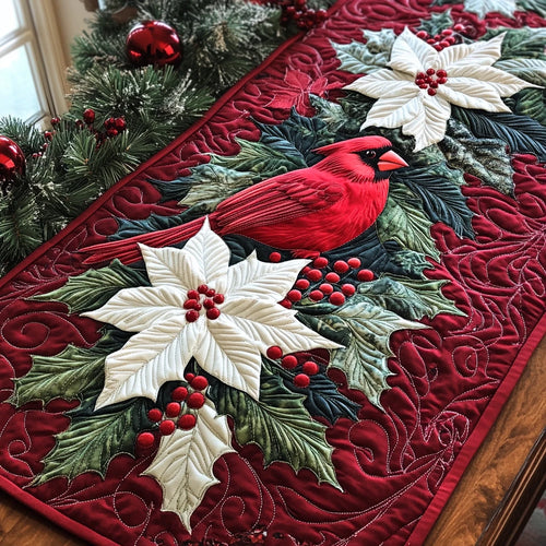 Cardinal Meadow Quilted Table Runner