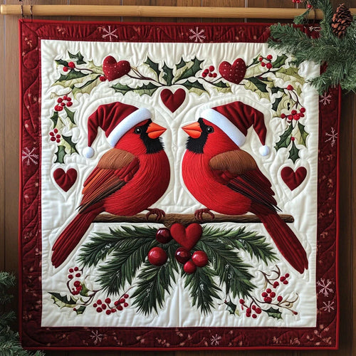 Cardinal Romance Quilt Blanket