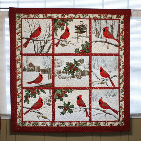 Cardinal Snowscape Quilt Blanket