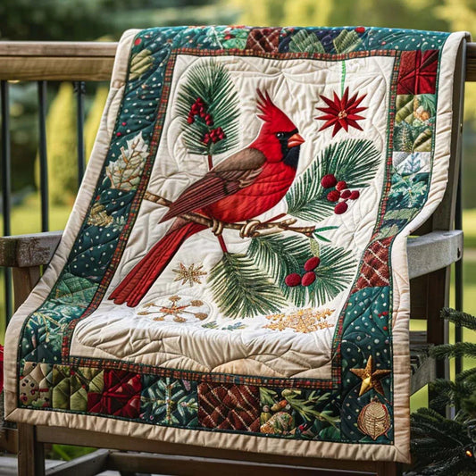 Cardinal Whisper Quilt Blanket - Quilted Blanket by OtterMia