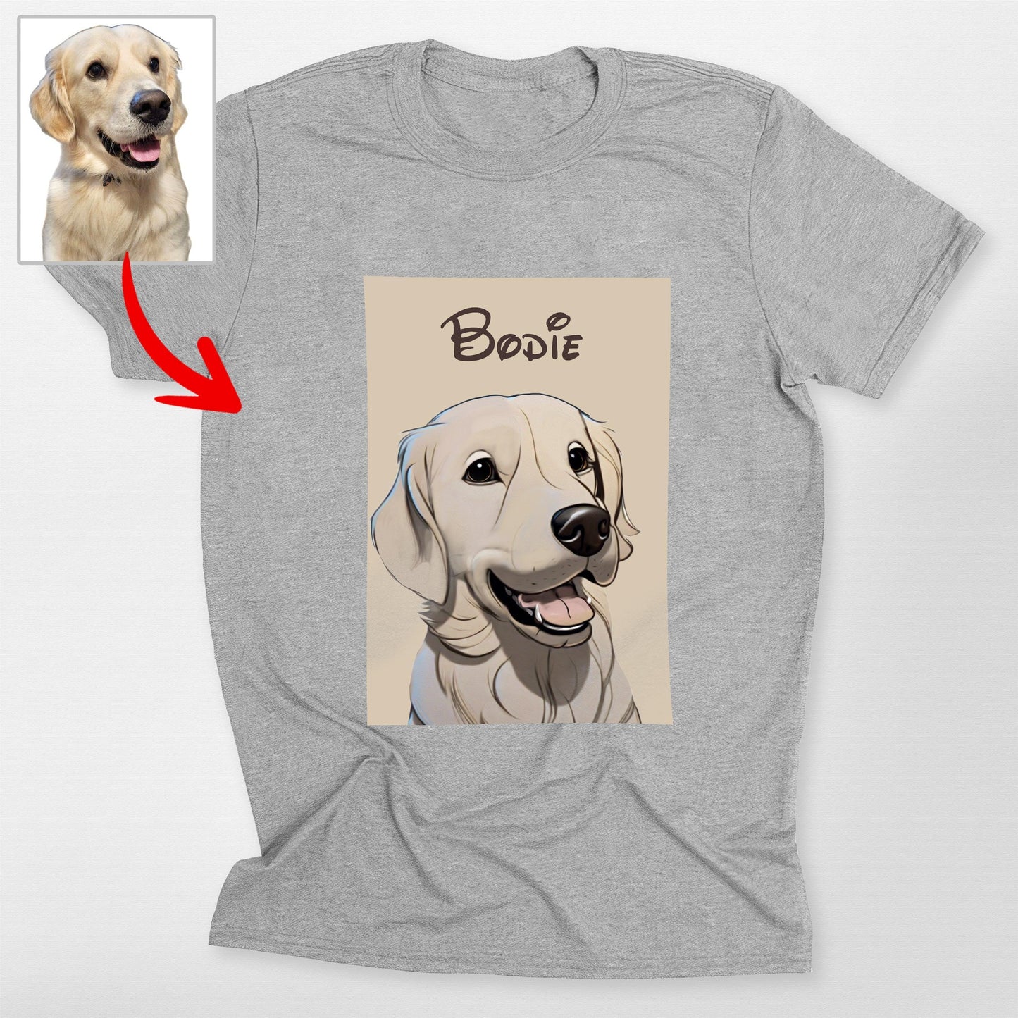 Cartoon Dog Custom Unisex T-Shirt for Humans, custom pet portrait gift for pet lovers