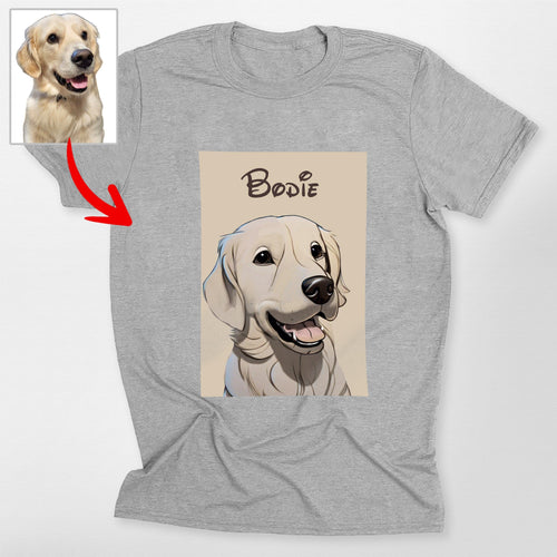 Cartoon Dog Custom Unisex T-Shirt for Humans, custom pet portrait gift for pet lovers