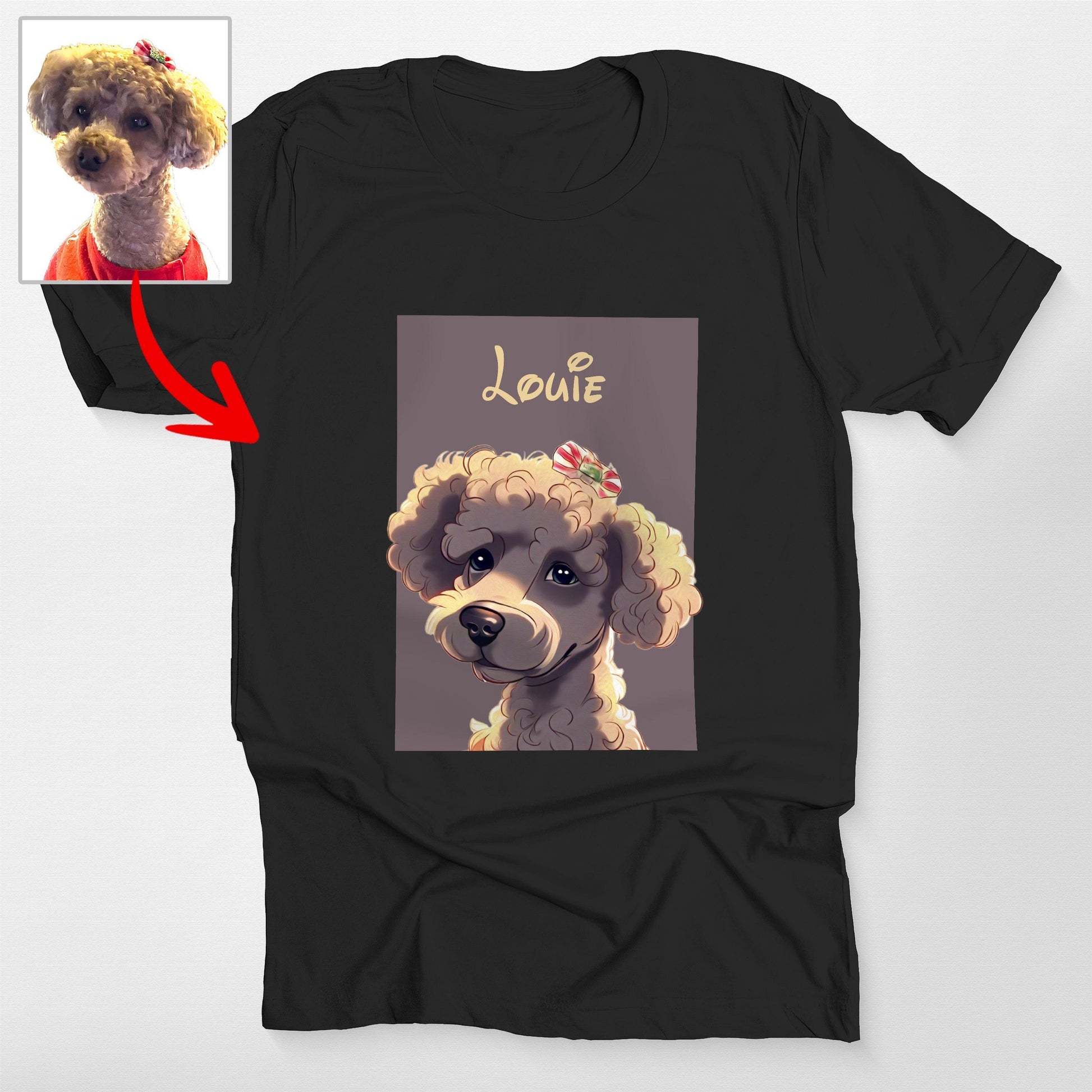 Cartoon Dog Custom Unisex T-Shirt for Humans, custom pet portrait gift for pet lovers (view 2)