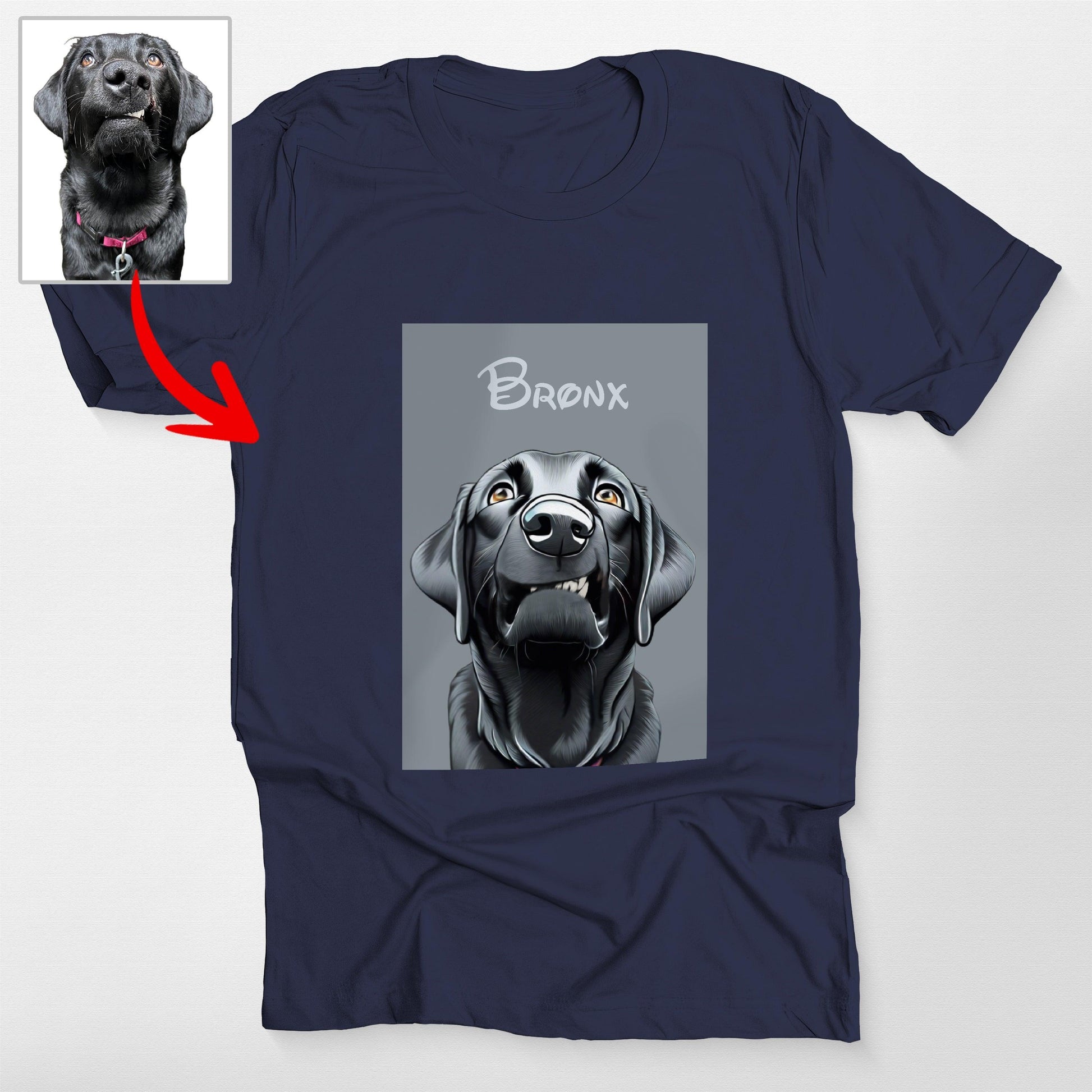 Cartoon Dog Custom Unisex T-Shirt for Humans, custom pet portrait gift for pet lovers (view 3)
