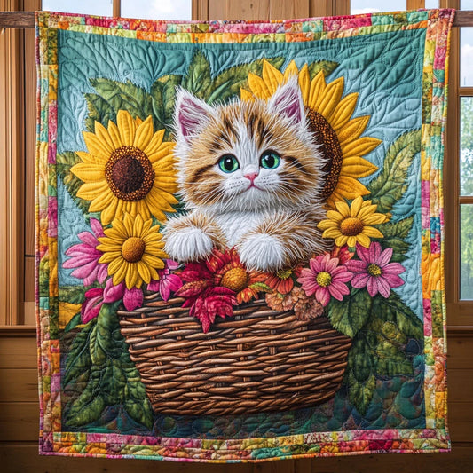 Cat And Basket Quilt Blanket