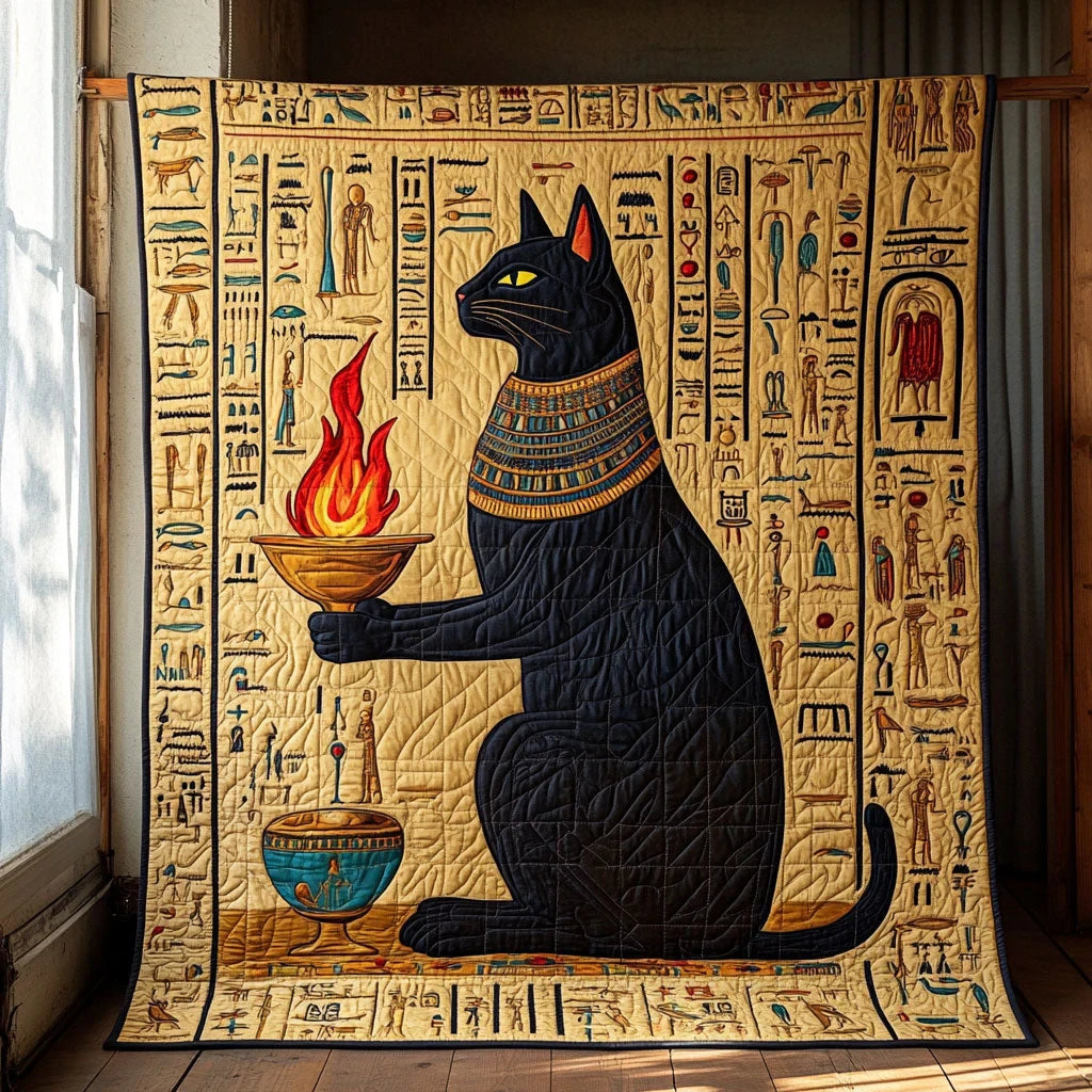 Cat And Flame Quilt Blanket