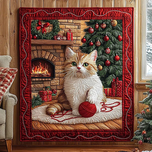Kitten Playing With Yarn Quilt Blanket