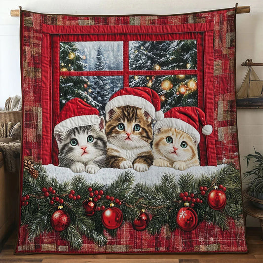 Cat Christmas Cheer Quilt Blanket