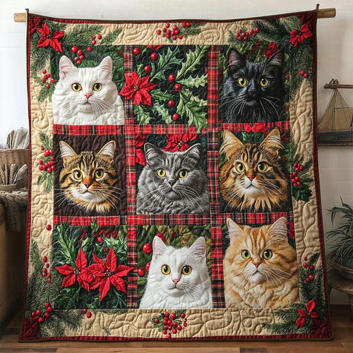 Cat Christmas Gifts Quilt Blanket