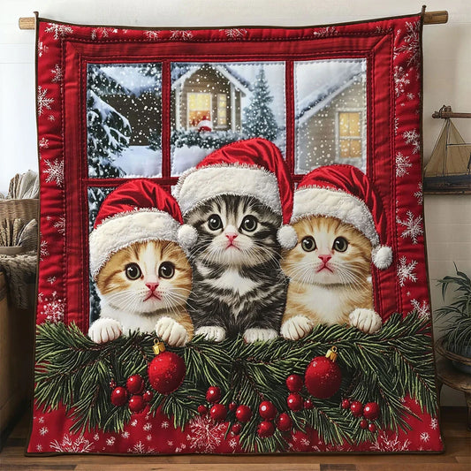 Cat Christmas Joy Quilt Blanket