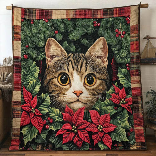 Cat Christmas Tree Quilt Blanket