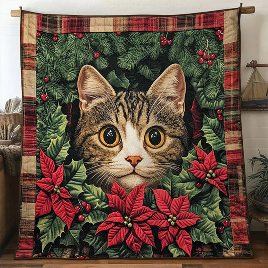Cat Christmas Tree Quilt Blanket