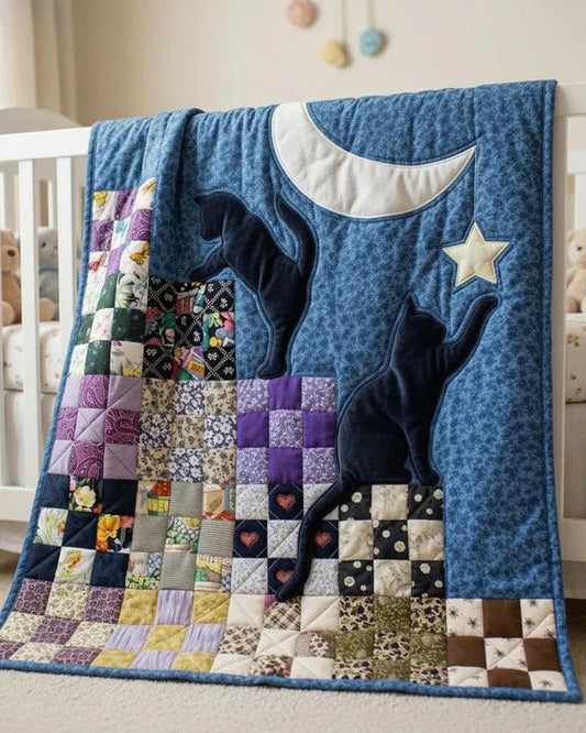 Cat Patchwork Ladder Quilt Blanket - Quilted Blanket by OtterMia