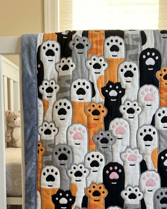 Cat Paw Quilt Blanket - Quilted Blanket by OtterMia