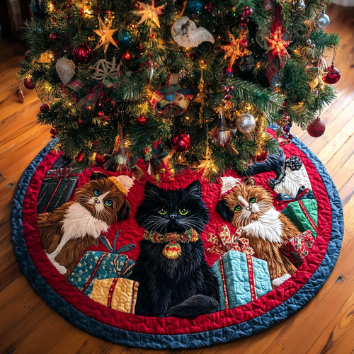 Cat Spirit Christmas Quilted Tree Skirt