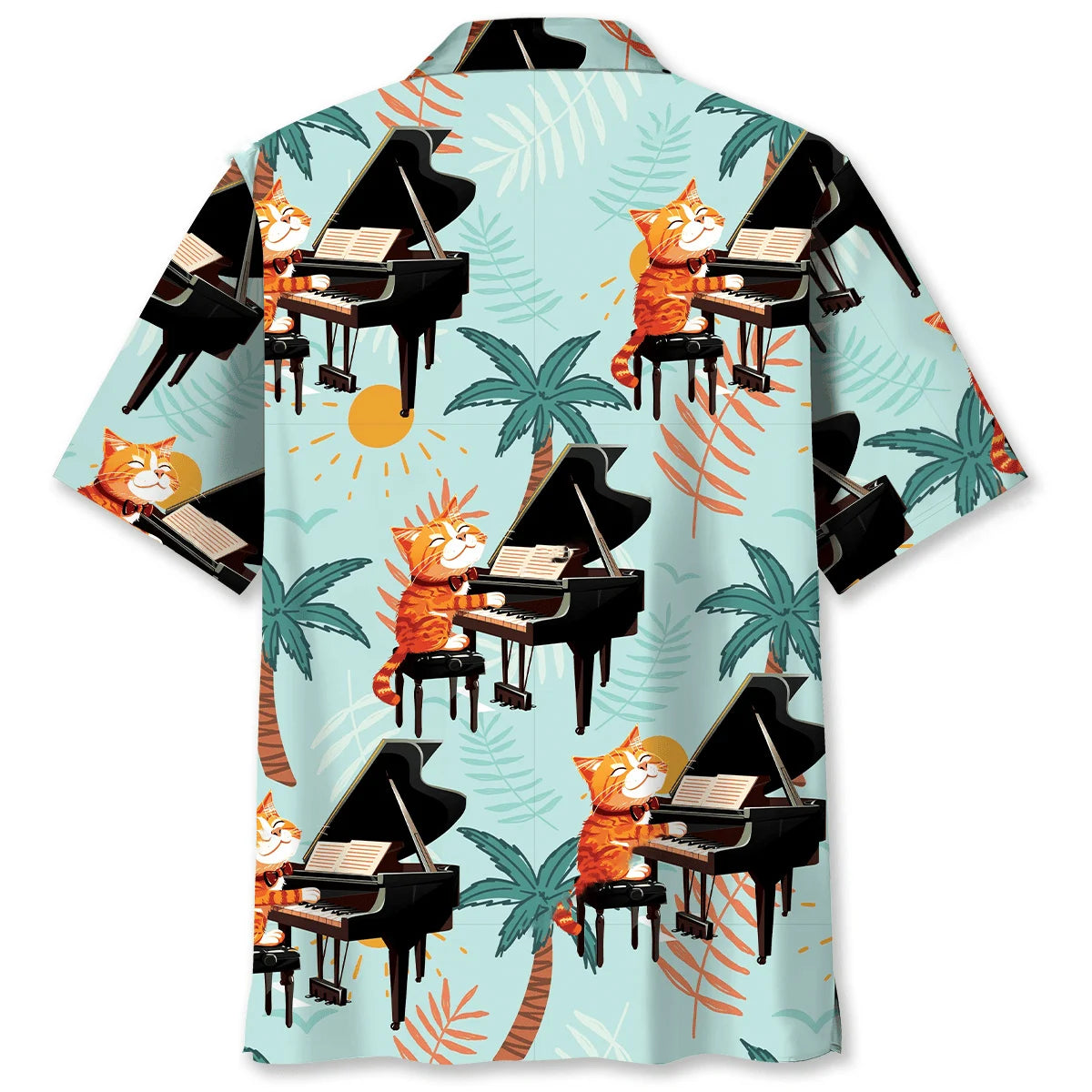 Cat Playing Piano Hawaiian Shirt