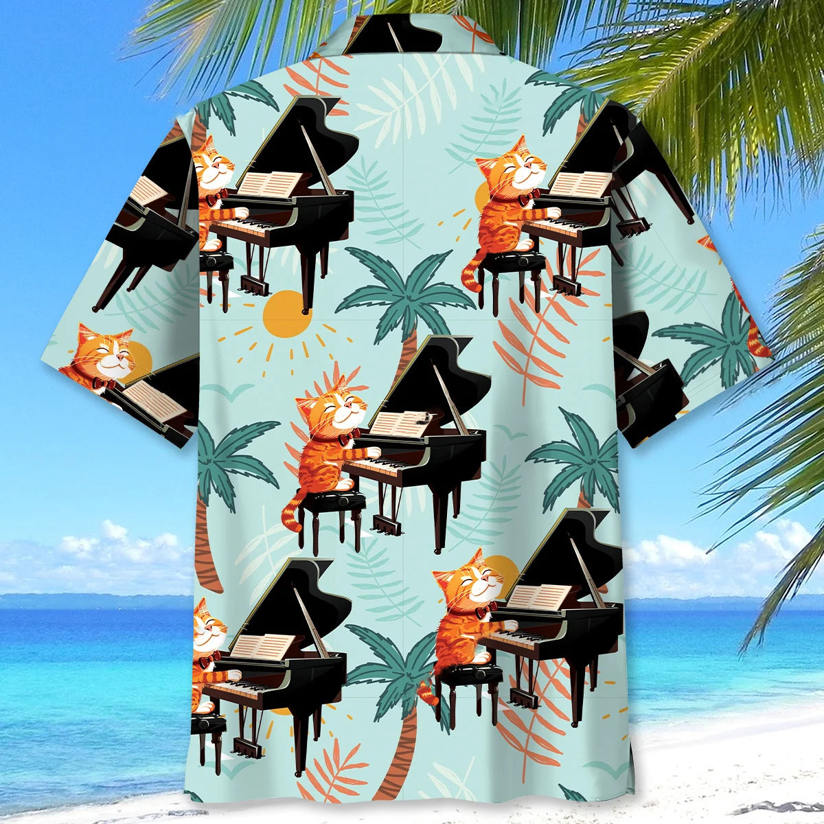 Cat Playing Piano Hawaiian Shirt