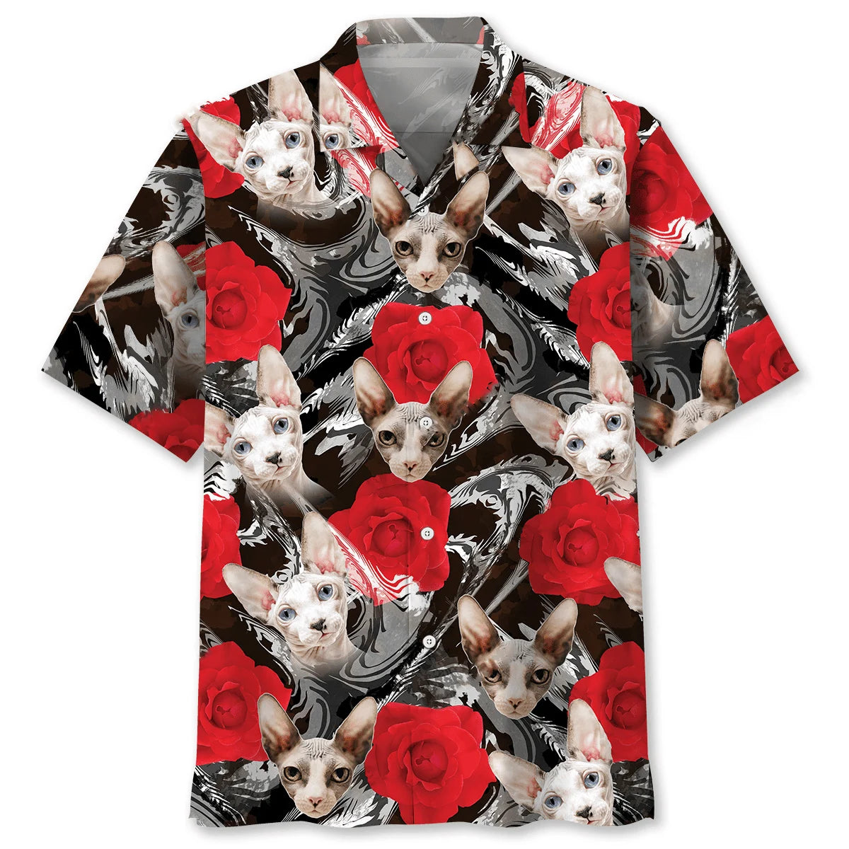 Cat Rose Hawaiian Shirt