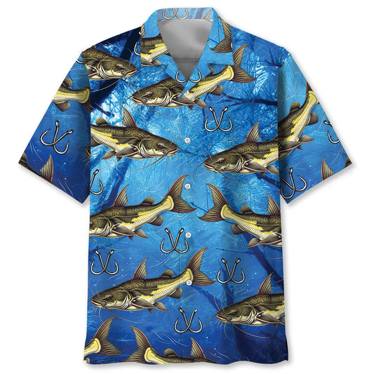 Catfish Fish Blue Hawaiian Shirt