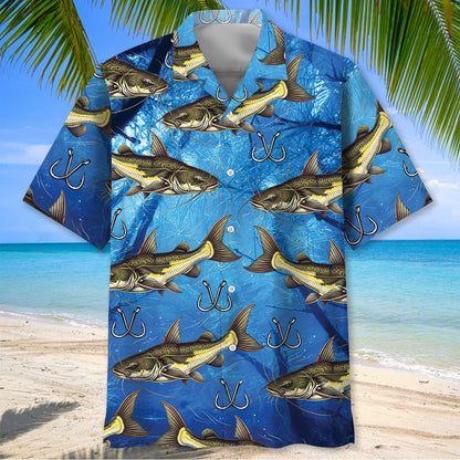 Catfish Fish Blue Hawaiian Shirt