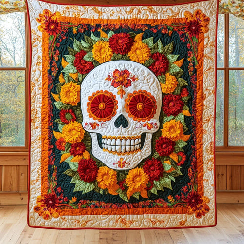 Celestial Calavera Quilt Blanket