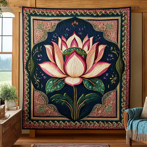 Celestial Lotus Mandala Quilt Blanket