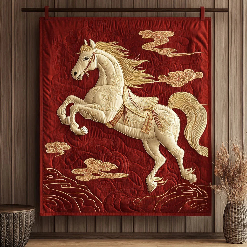 Celestial Wealth Horse Quilt Blanket