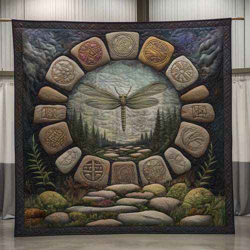 Celtic Circle Dragonfly Quilt Blanket