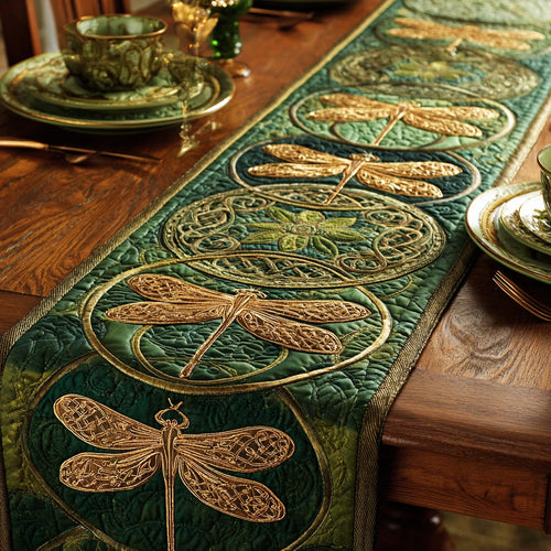 Celtic Meadow Dragonfly Quilted Table Runner