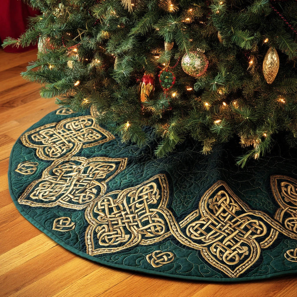Celtic Rune Harmony Christmas Quilted Tree Skirt