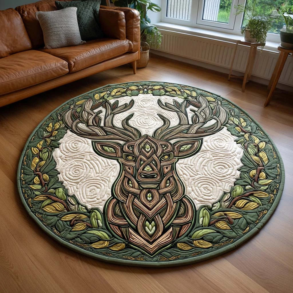 Celtic Stag Quilted Round Mat