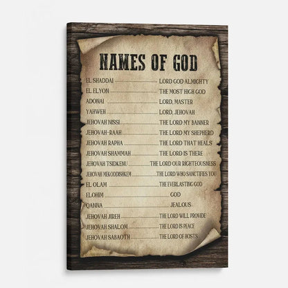names of god wall art canvas print (view 3)