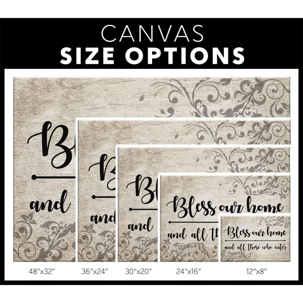 bless our home and all those who enter canvas print welcome wall art (Landscape) (view 2)