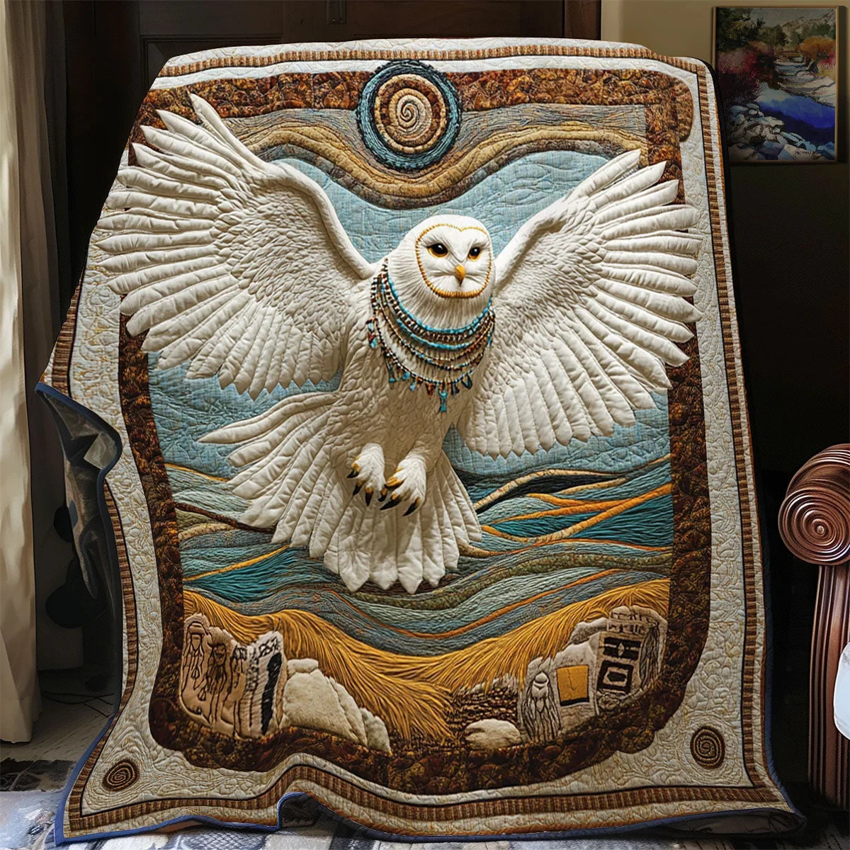 Charming Fly Owl Quilt Blanket