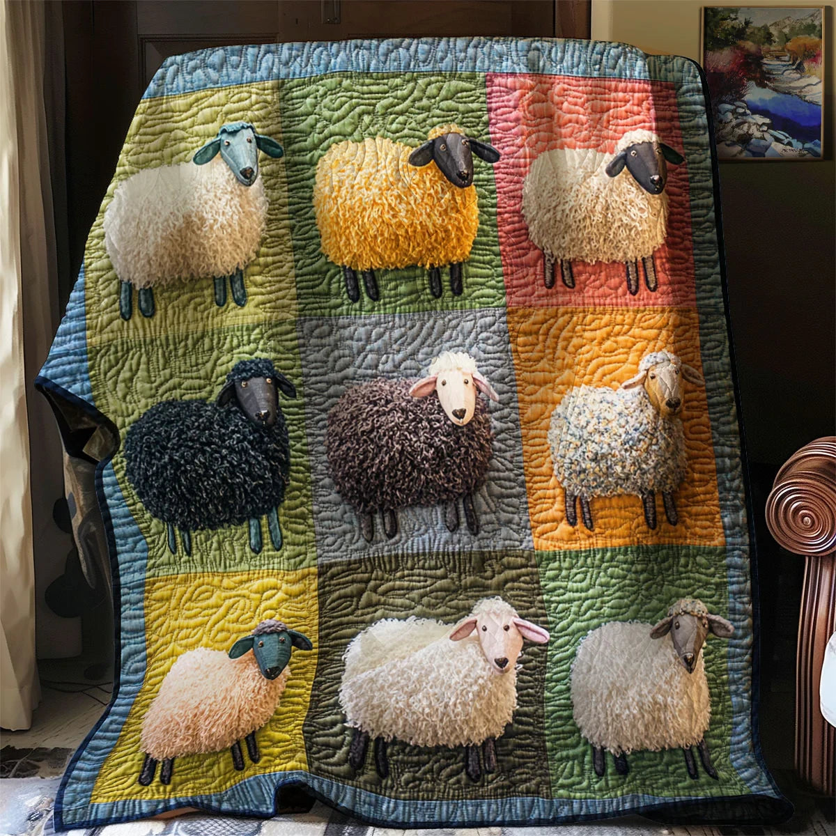 Cheerful Sheep Quilt Blanket