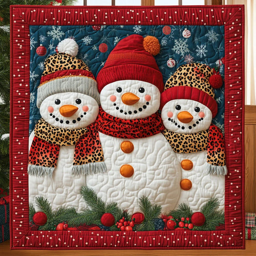 Cheerful Snowman Quilt Blanket