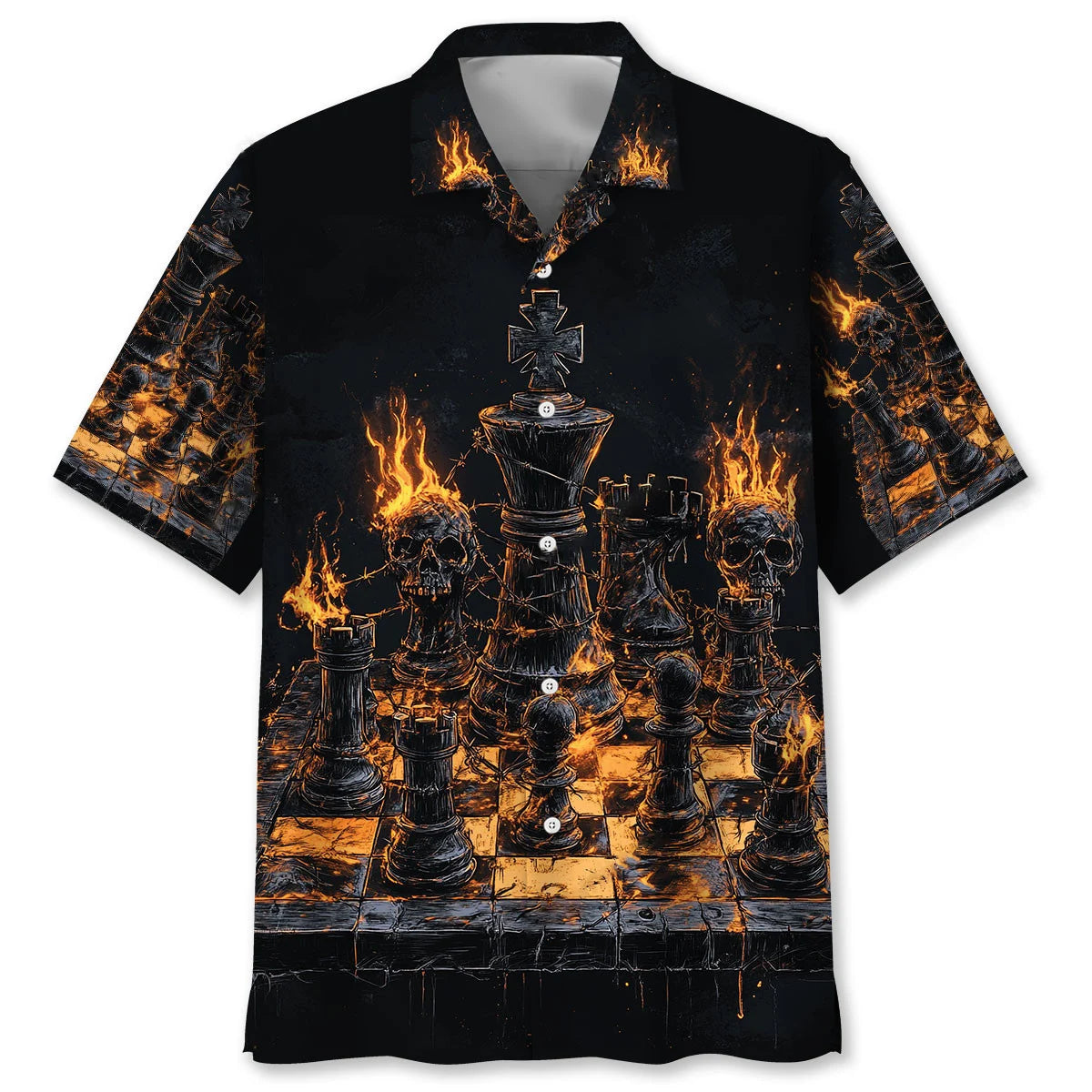 Chess Flames Gothic Hawaiian Shirt