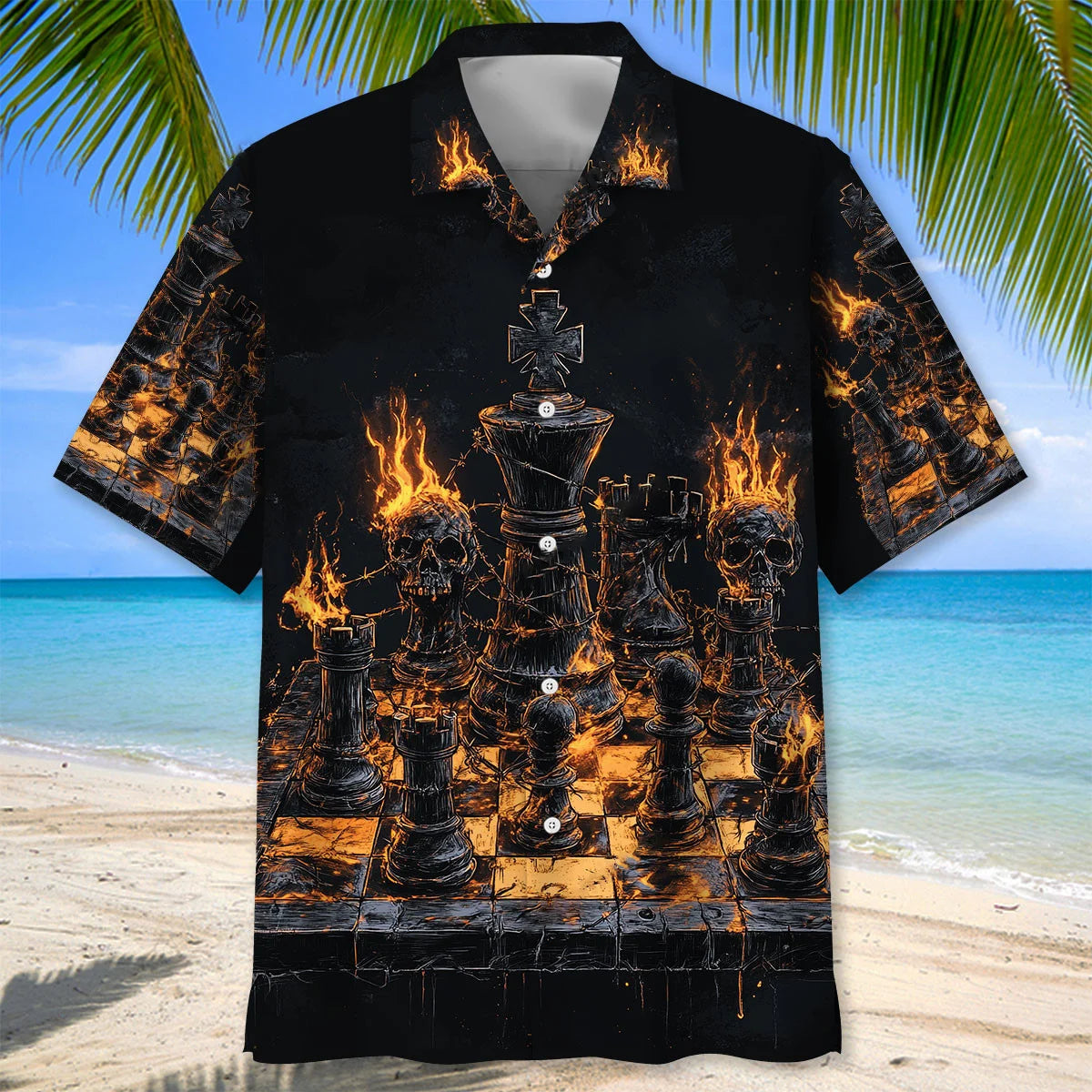 Chess Flames Gothic Hawaiian Shirt