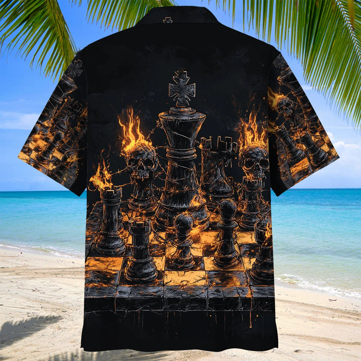 Chess Flames Gothic Hawaiian Shirt