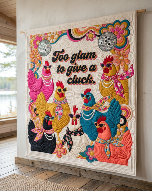 Chic Cluck Quilt Blanket - Quilted Blanket by OtterMia