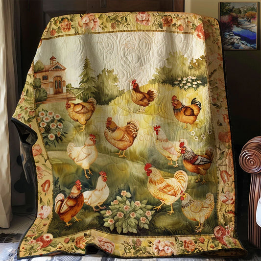 Chicken Yard Quilt Blanket