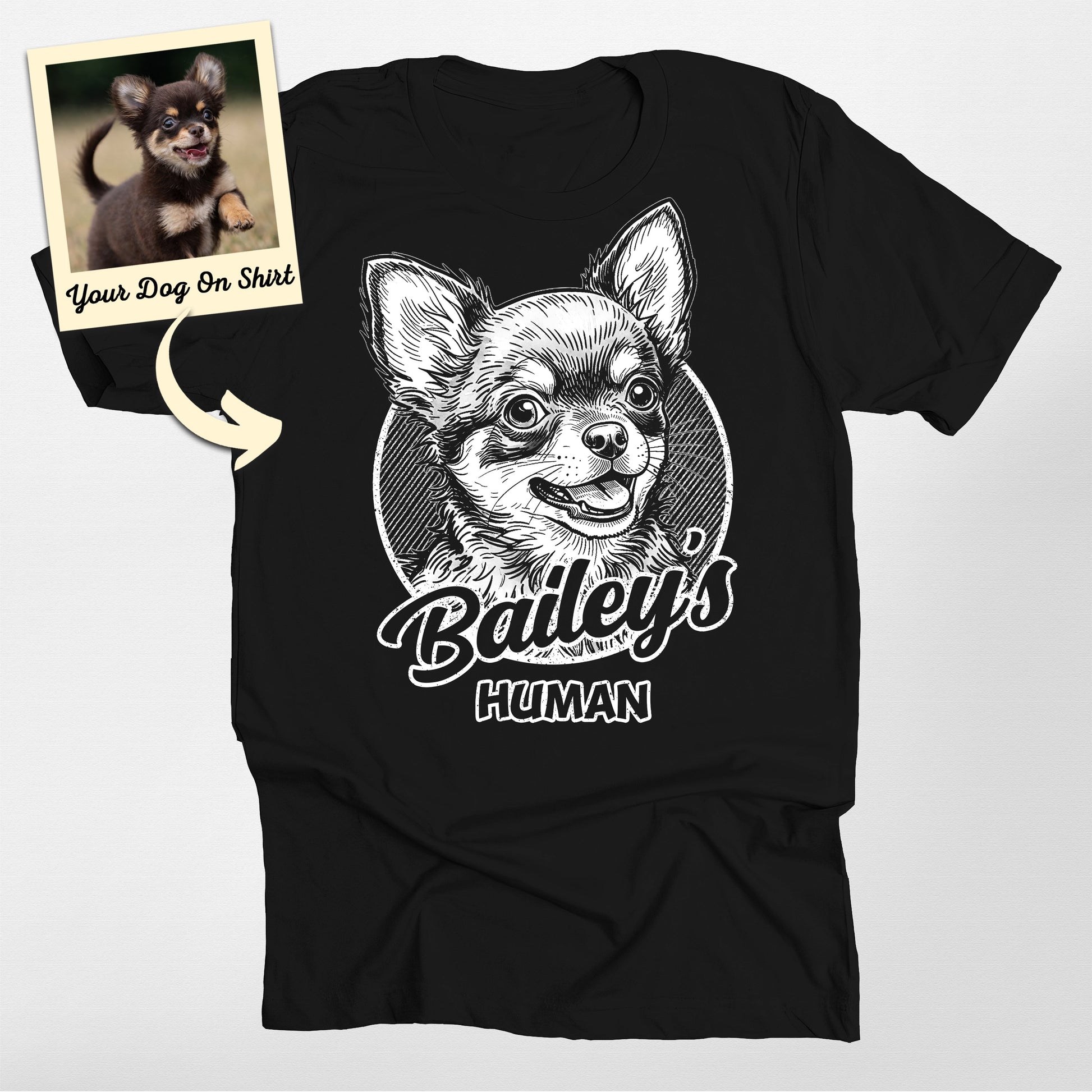 Chihuahua Personalized Dog Shirt Human Shirt, custom pet portrait gift for pet lovers (view 2)