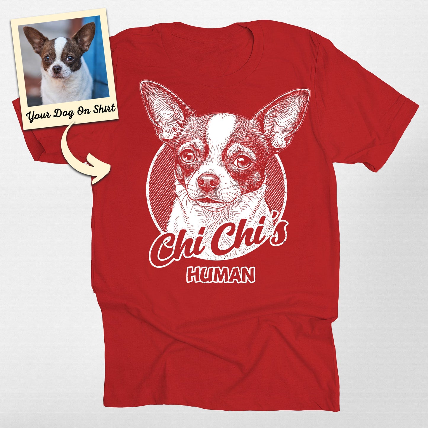 Chihuahua Personalized Dog Shirt Human Shirt, custom pet portrait gift for pet lovers (view 5)