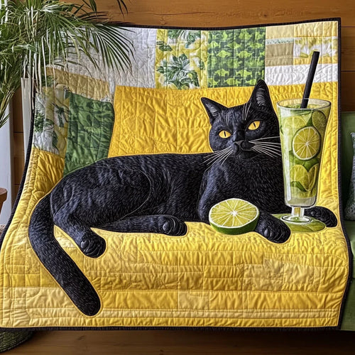 Chill Cat Lemon Quilt Blanket