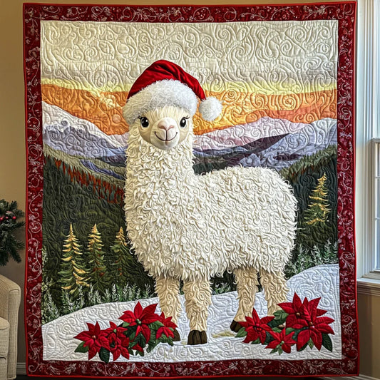 Chirstmas Llama Quilt Blanket