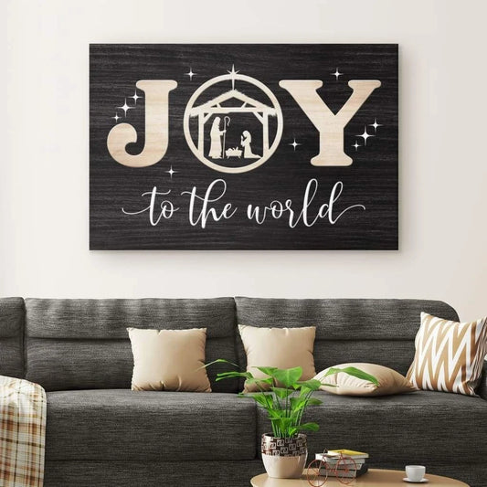 christian christmas wall decor joy to the world wall art canvas (Landscape)