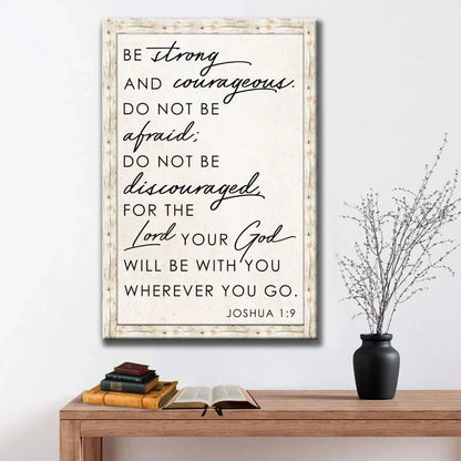 christian wall art be strong and courageous joshua 1 9 wall art canvas print (Landscape) (view 2)