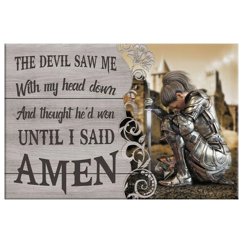 the devil saw me with my head down woman warrior of christ wall art canvas (Landscape)